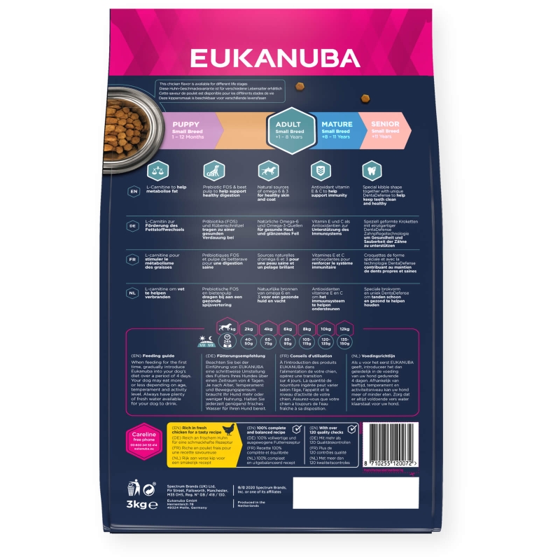 EUKANUBA Adult kanalihaga väikestele koertele 3 kg