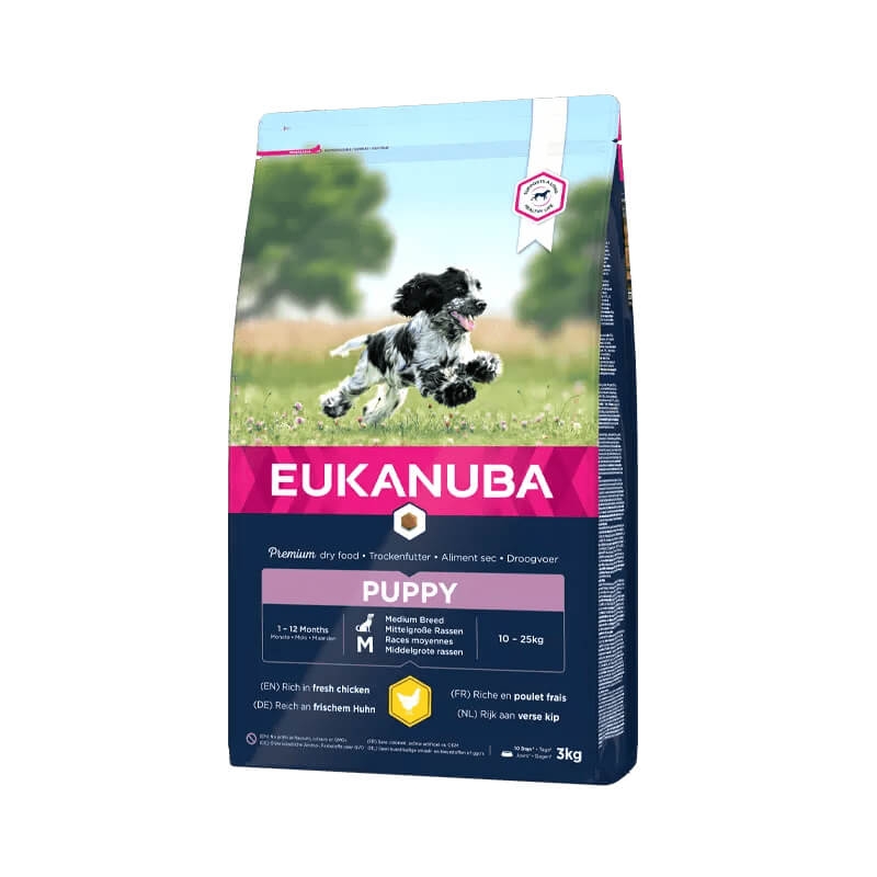 EUKANUBA Puppy kanalihaga keskmistele koertele 3 kg