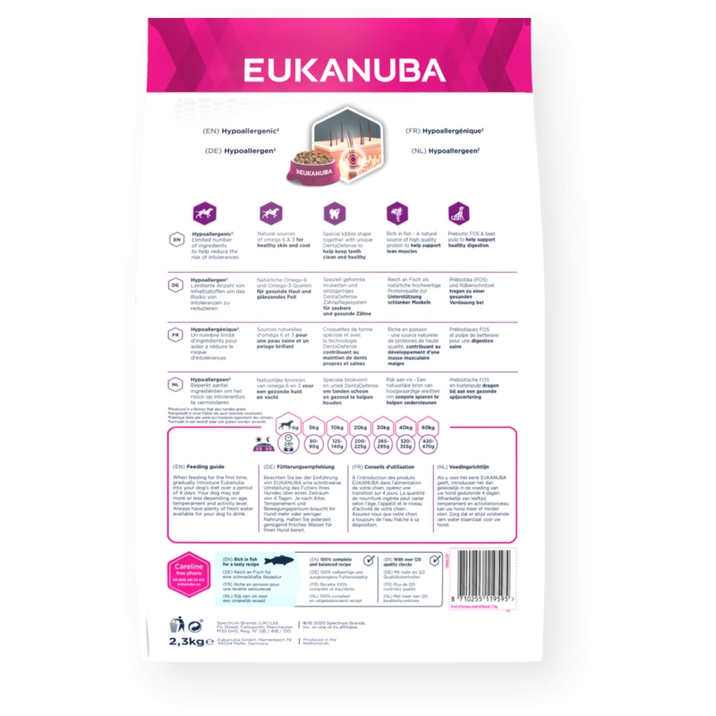 EUKANUBA Adult kalaga tundliku nahaga koertele 2.3 kg