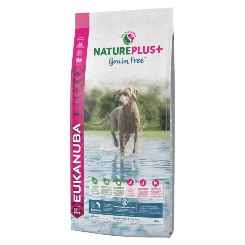 EUK DOG NaturePlus Pup&Jun GrainFree Salmon 14kg