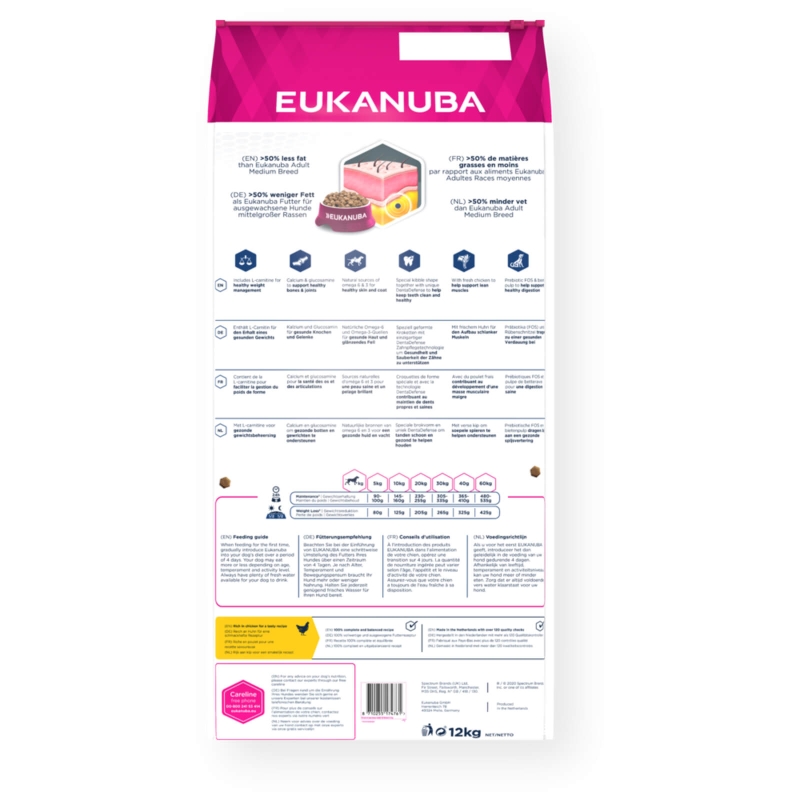 EUKANUBA Adult kanalihaga ülekaalulistele koertele 12 kg