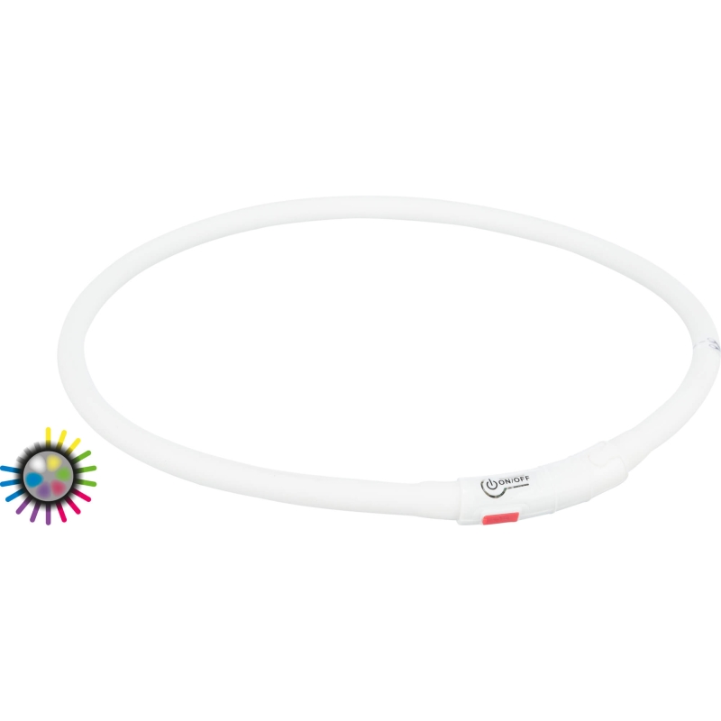 Vilkur-kaelarihm Flash light ring USB, XS–XL: 70 cm/ø 10 mm, valge/mitmevärviline