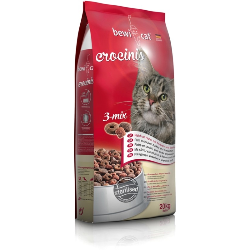 Bewi Cat Crocinis Mix 20 kg täissööt täiskasvanud kassidele (kana, kalkun, kala)