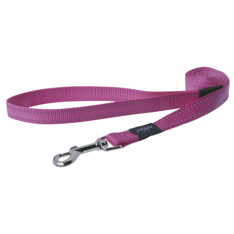 Jalutusrihm Rogz Utility Large 20mm Fanbelt Fixed Dog Lead, roosa helkuriga