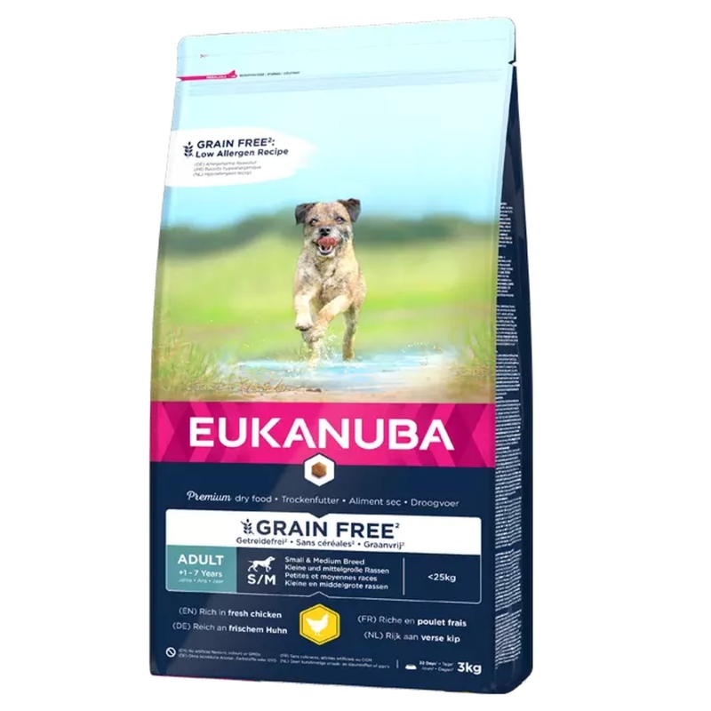 **EUKANUBA Adult kanalihaga väikestele ja keskmistele koertele teraviljavaba 3 kg