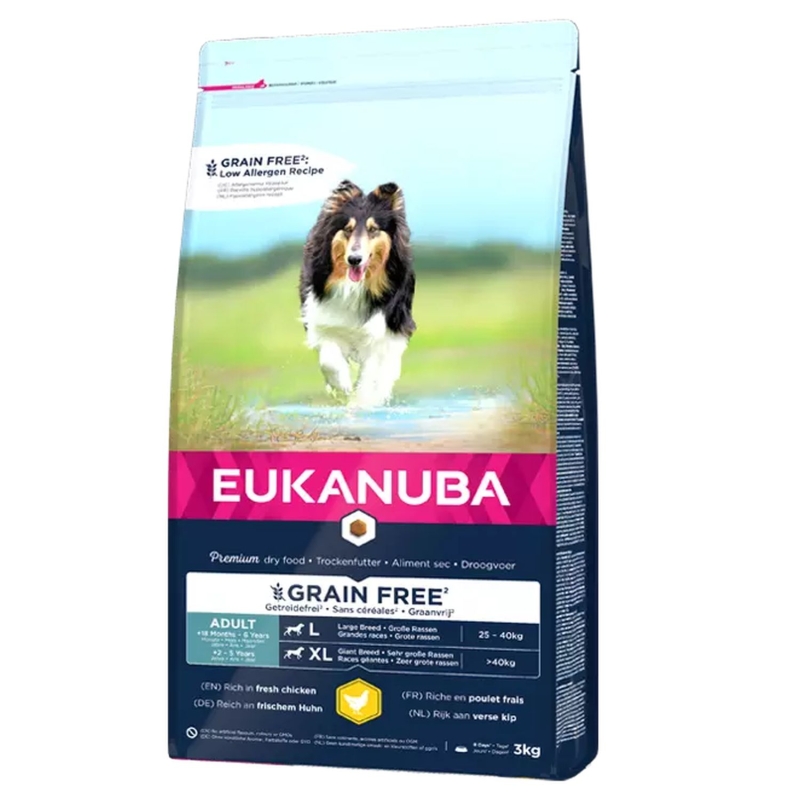 **EUKANUBA Adult kanalihaga suurtele koertele teraviljavaba 3 kg