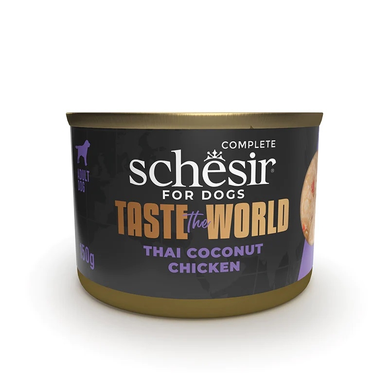 Schesir Taste The World kanaliha tai kookose kastmes märg toit koertele 150g