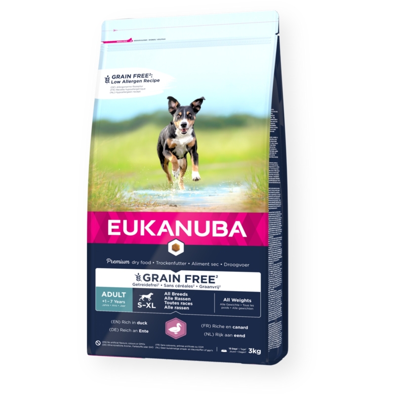 EUKANUBA Adult pardilihaga kõikidele koertele teraviljavaba 3 kg