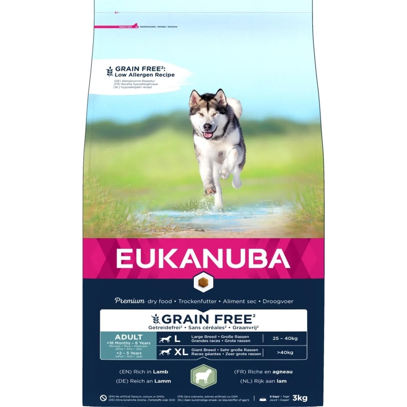 EUKANUBA Adult lambalihaga suurtele koertele teraviljavaba 3 kg