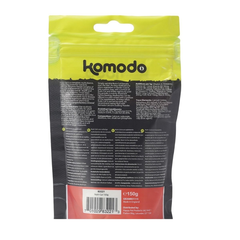 Komodo Nutri-Cal 75g - vitamiinid ja kaltsium kilpkonnadele ja sisalikele