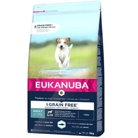 EUKANUBA Adult с океанической рыбой крупным собакам беззерновой 3 кг