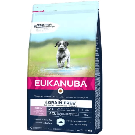 EUKANUBA Puppy с океанической рыбой крупным собакам беззерновой 3 кг