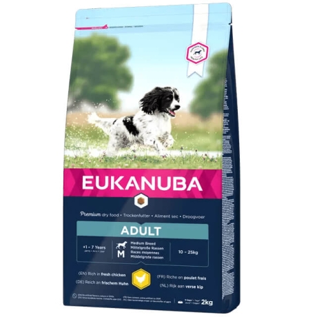 EUKANUBA Adult kanalihaga keskmistele koertele 3 kg