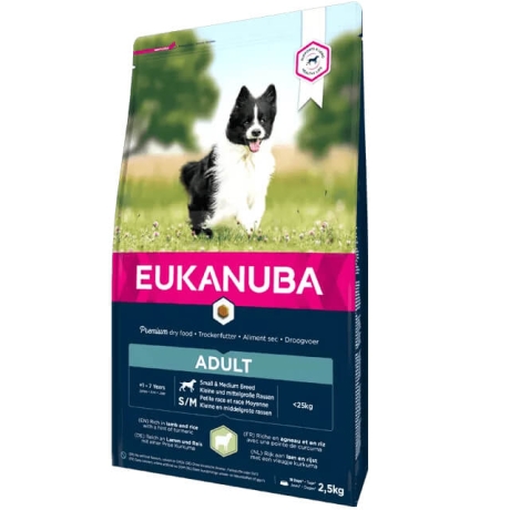 EUKANUBA Adult lambaliha ja riisiga väikestele ja keskmistele koertele 2.5 kg