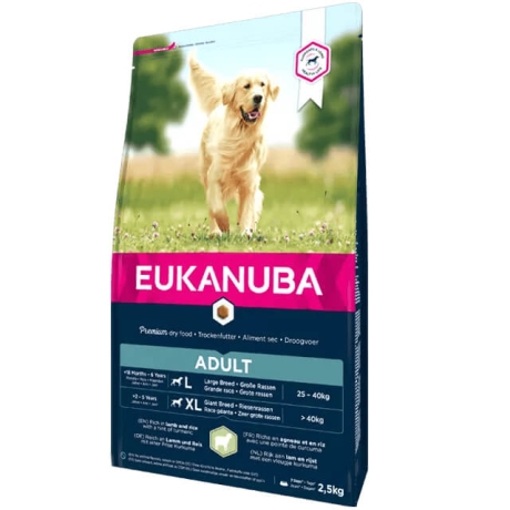 EUKANUBA Adult lambaliha ja riisiga suurtele koertele 2.5 kg