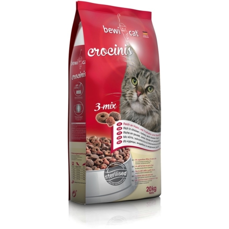 Bewi Cat Crocinis Mix 20 kg полнорационный корм для взрослых кошек (курица, индейка, рыба)