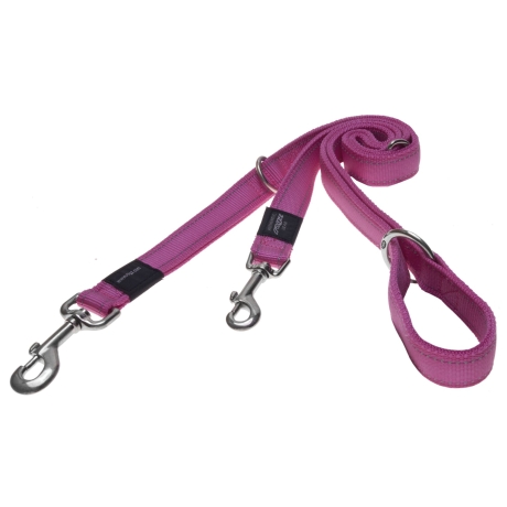 Jalutusrihm Rogz Utility Large 20mm Fanbelt Multi-Purpose Dog Lead, roosa peegeldav