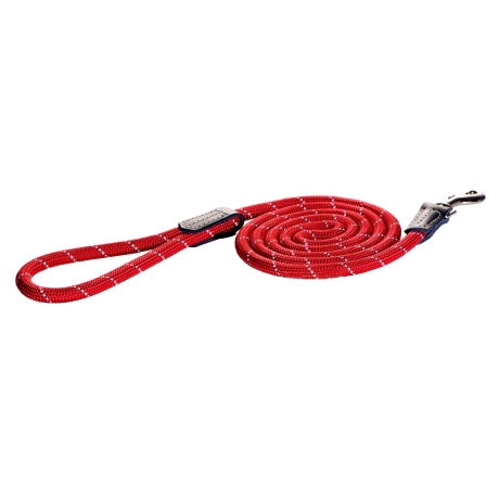 Поводок Rogz Rope Medium 9 мм 1,8м, красный светоотражающий