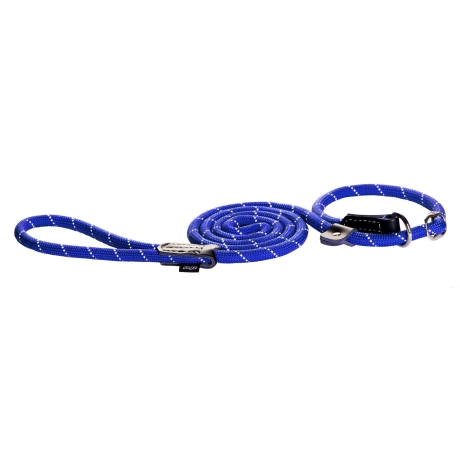 Поводок Rogz Rope Large 12mm 1.8m Moxon, синий светоотражающий