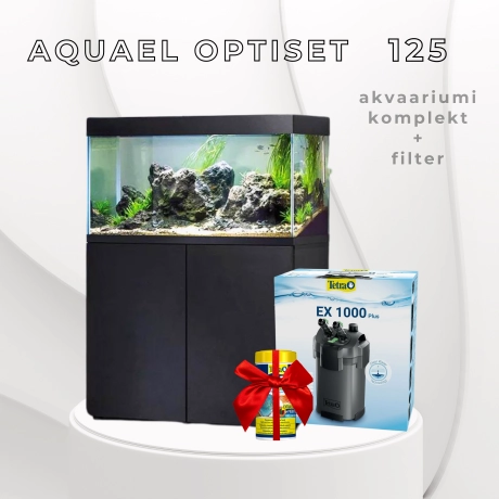 Аквариумный набор Aquael Optiset 125 с тумбой + фильтр и корм