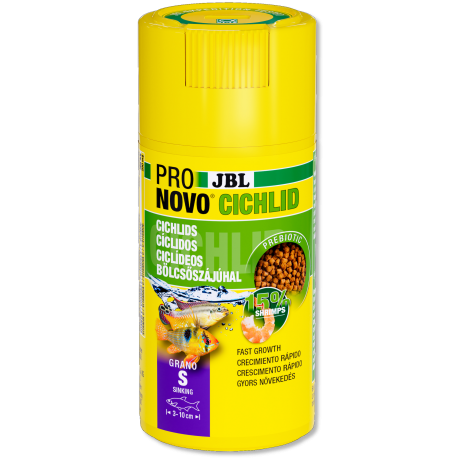 JBL Pronovo Cichlid Grano S CLICK 250мл / 130г Основной аквариумный гранулированный корм для мелких цихлид (3 – 10 см)