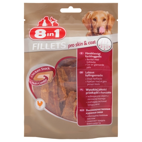 Лакомство для собак 8in1 Fillets Pro Skin&Coat 80g