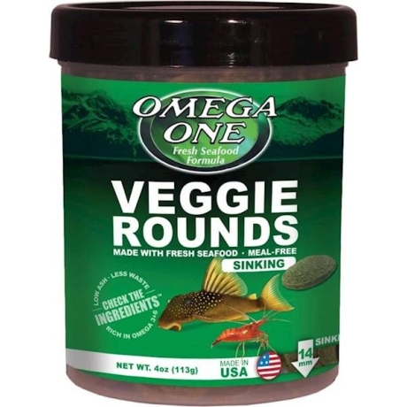 Omega One Veggie Rounds 118г - Таблетки для всех растительноядных рыб морских и пресноводных