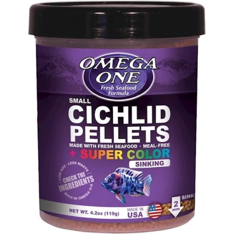 Omega One Super Color Cichlid Pellets S 119г - Тонущие маленькие гранулы для цихлид
