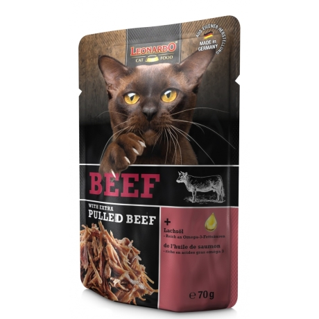 Leonardo Beef + extra Pulled Beef 70g влажный корм для кошек, говядина + тушеная говядина