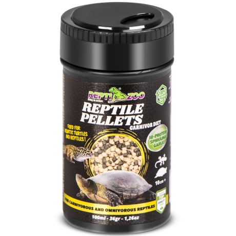 Repti-Zoo Reptile Pellets 100ml - toit ja vitamiinid lihasööjatele roomajatele