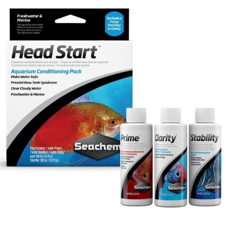 Набор химии для старта Seachem HeadStart - Prime, Stability, Pristine 3x100 ml