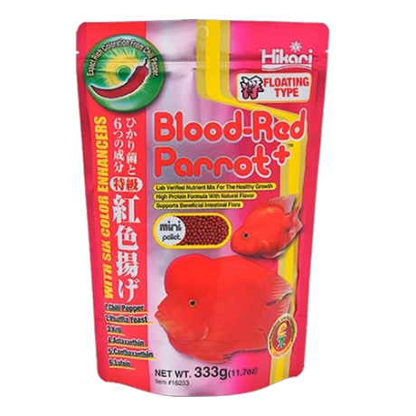 Hikari Blood Red Parrot+ Mini 333g плавающий корм для Красных Попугаев