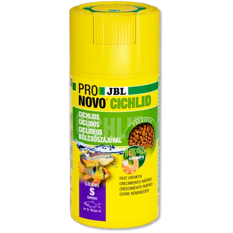 JBL Pronovo Cichlid Grano S CLICK 100ml / 52g Basic akvaariumi granuleeritud toit väikestele tsichlididele (3-10 cm)