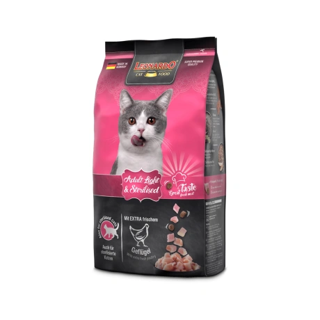 Leonardo Adult Light & Sterilised 300g сухой корм для стерилизованных кошек или кошек с избыточным весом