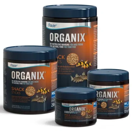 OASE ORGANIX Snack Sticks 250 ml uppumispulgad, mis on valmistatud tervetest krevettidest