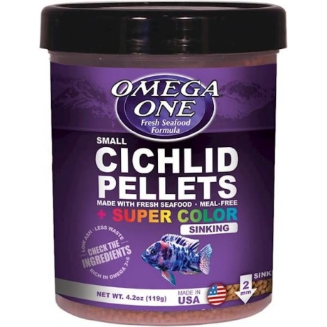 Omega One Super Color Cichlid Graanulid S 119g – Uppuvad väikesed graanulid tsichlididele