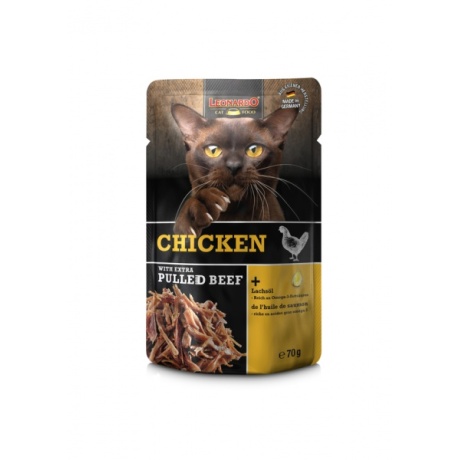 Leonardo Chicken + extra Pulled Beef 70g kassi märgtoit, kana + pulled beef
