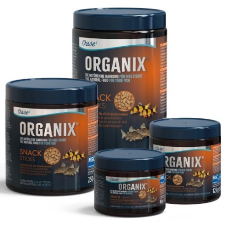OASE ORGANIX Snack Sticks 150 ml uppumispulgad, mis on valmistatud tervetest krevettidest