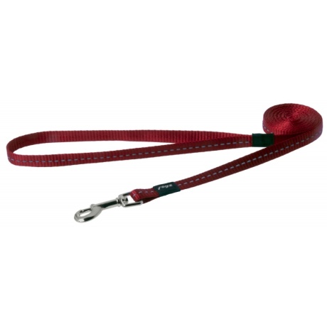 Поводок Rogz Utility Small 11mm Nitelife, красный светоотражающий