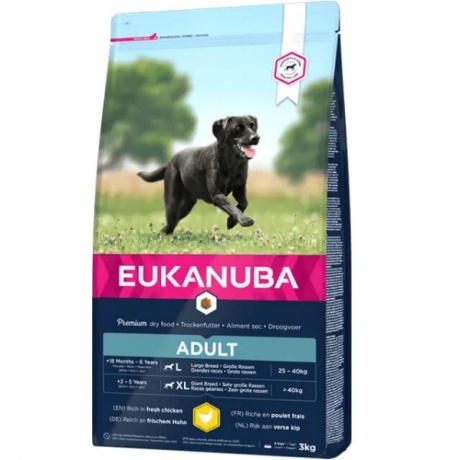 EUKANUBA Täiskasvanud kanaga suurtele koertele 3 kg