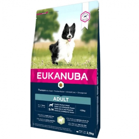 EUKANUBA Adult lambaliha ja riisiga väikestele ja keskmistele koertele 2,5 kg