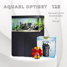 Aquael Optiset 125 akvaariumikomplekt koos aluskappiga + filter ja kalatoit